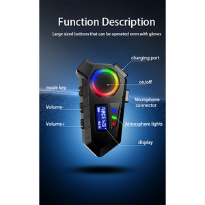 Thông minh không thấm nước xe máy BT Tai nghe với ánh sáng LED, pin dài, điều khiển bằng giọng nói, Nhóm <span class=keywords><strong>intercom</strong></span> & FM radio - Product Image 6