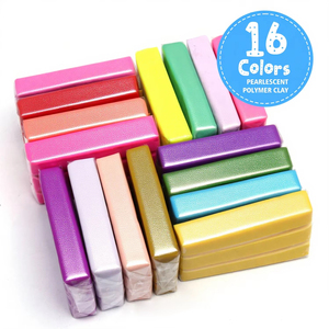 Kit d'argile polymère métallique Bview 16 couleurs | Ensemble d'argile à <span class=keywords><strong>modeler</strong></span> au four <span class=keywords><strong>de</strong></span> 20g pour enfants créatifs - Product Image 1
