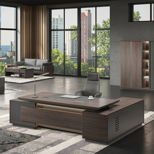 Grand bureau extensible de couleur noyer de luxe léger et de style simple, au design moderne et high-tech, pour le bureau du président - Product Image 2