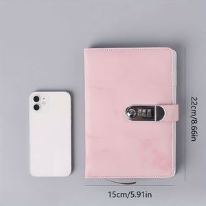 Custom Leather A5 Hardcover Diary Pink Premium Personalized Password Notebook with Thread <b>Sewing</b> Bound 80 Sheets for Students - Product Image 2
