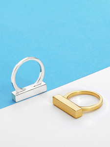 Wholesale Cute Cuboid Shape <strong>Finger</strong> <strong>Rings</strong> Simple <strong>Long</strong> Bar Engraveable Brass Blank <strong>Ring</strong> for Wedding Party Jewelry ODM - Product Image 5