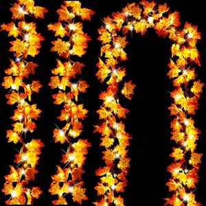 Guirlande lumineuse LED en forme de feuilles d'érable pour l'automne, étanche, pour la décoration intérieure et extérieure de Thanksgiving et d'Halloween - Product Image 1