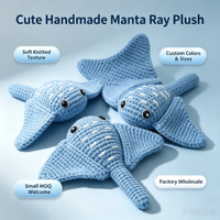 Peluche de raie manta au crochet faite à la main, accessoire de mode quatre saisons, autre accessoire vestimentaire, adorable ornement animal marin, couleur personnalisée