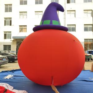 <span class=keywords><strong>Citrouille</strong></span> géante gonflable rouge avec chapeau de sorcière violet, modèle personnalisé pour Halloween, usine de décoration gonflable pour les fêtes - Product Image 2