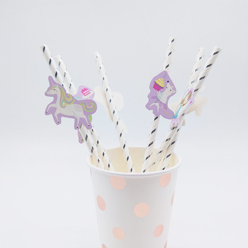 Colorful Paper Straws Printing Design Disposable Drinkware for Party High Quality Straw for Soda Juice Coffee Plastic Paper Cups