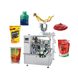 Machine d'emballage automatique pour sachets souples (Doypack) de liquides : Ketchup, miel, sauce, <span class=keywords><strong>huile</strong></span> de palme, jus – Remplisseuse de sachets préformés - Product Image 1