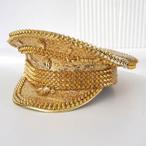 Shiny Sequin Rhinestone <b>Steampunk</b> Uniform Caps for Beach and Outdoor Parties Festive Music Stage <b>Hat</b> for Men and Women - Product Image 2