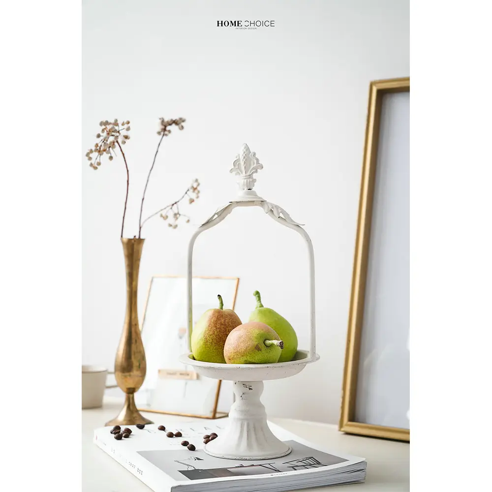 Ontwerp Rustieke Antieke Bruiloft Decoratieve Trays Fruit Gift Metalen Serveren Tall Lade