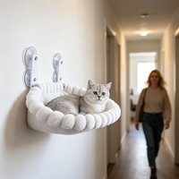Hamac de fenêtre pliable pour chat avec 4 grandes ventouses, perchoir en peluche robuste pour chats de grande taille, pour l'intérieur