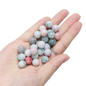 Perles en verre imitation jade teintées à l'eau, rondes de 10 mm, pour la fabrication de bijoux - Product Image 2