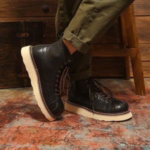 Nouvelle couche supérieure de chaussures en cuir de vachette pur vêtements de travail en cuir de vachette style coque supérieure semelle épaisse bottes en cuir véritable bottes pour hommes haut de gamme - Product Image 6