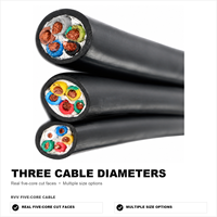 Câble de commande flexible en cuivre RVV 5 conducteurs 5x1,5mm² isolé en PVC noir, fil électrique rond 300/500V