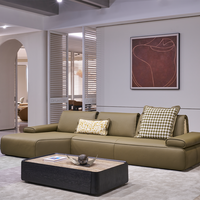 Canapé modulaire moderne de qualité supérieure, de taille moyenne, 3 places, en cuir véritable épais beige, pour salon
