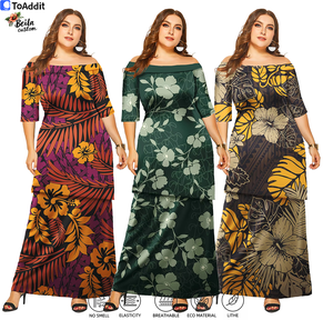 Polynesian Vintage Tapa Diseño tribal Tamaño grande Mujeres <span class=keywords><strong>Dos</strong></span> piezas Puletasi Conjuntos Vestido - Product Image 1