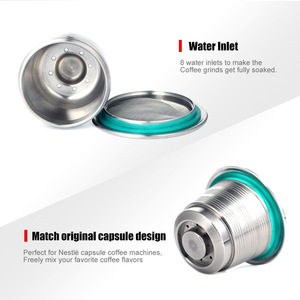 Capsule de café réutilisable en acier inoxydable pour machines Nespresso avec ensemble tamper et brosse - Product Image 3
