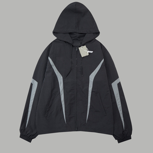 Giacca Balen Ciaga da Uomo con Blocchi di Colore e Strisce Riflettenti, con Cappuccio, Antivento, Vestibilità Ampia, Leggera, Casual, Streetwear - Product Image 1