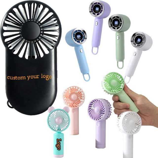 Promotion Hot Sale Usb Rechargeable Led Display Office Personal Desk Electric Pocket Fan Sublimation Fan