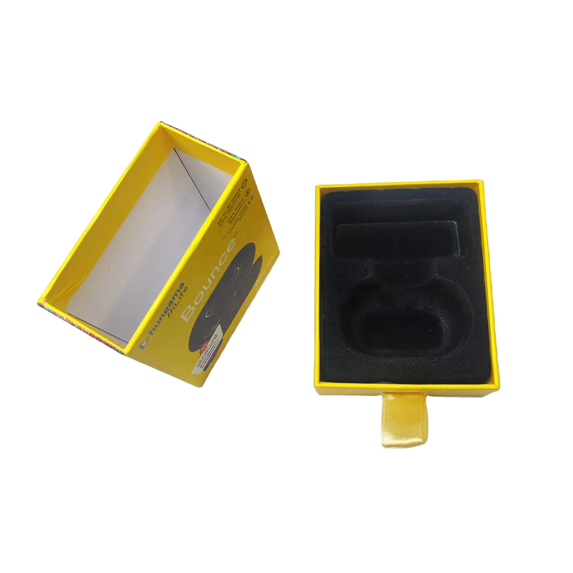 Kotak Kemasan Laci Geser Desain Kustom Kualitas Tinggi dengan Blister untuk Earphone Mini TWS Bounce Lilin dan Kemasan Perhiasan