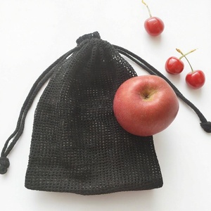Bolsa de productos de malla de algodón negro de moda para compras y almacenamiento de comestibles - Product Image 2