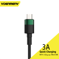 D61V 1M Longitud 3A Corriente Nylon Trenzado Aluminio Shell TPE USB a Micro Teléfono Cables de carga