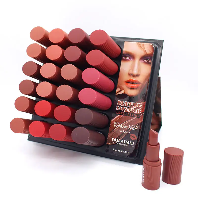 Aanpassen Private Label 12 Kleuren Matte Lippenstift Charme Volledige Groothandel Oem Make-Up Kleur Verblijf Lippenstift Met Vochtinbrengende Crème