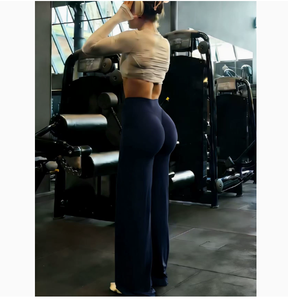 Leggings évasés taille haute pour femmes, effet push-up, couleur unie, pantalon de yoga en polyester écologique sans couture - Product Image 3