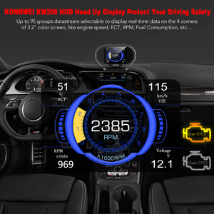 Nouveau Type HUD KONNWEI KW206 <span class=keywords><strong>voiture</strong></span> obd2 hud 2 <span class=keywords><strong>en</strong></span> 1 affichage tête haute avec fonction <span class=keywords><strong>de</strong></span> Scanner OBD2 mise à jour du Support - Product Image 5