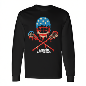 T-shirt à manches longues Lacrosse American Flag Drip Helmet Lax Sticks Ice Cream - Product Image 2