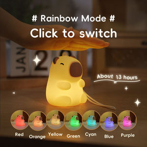 Mini Cute Capybara <b>LED</b> Silicone Night <b>Light</b> colorful RGB <b>usb</b> rechargeable bedroom lamp for Kids Room with pendant - Product Image 5