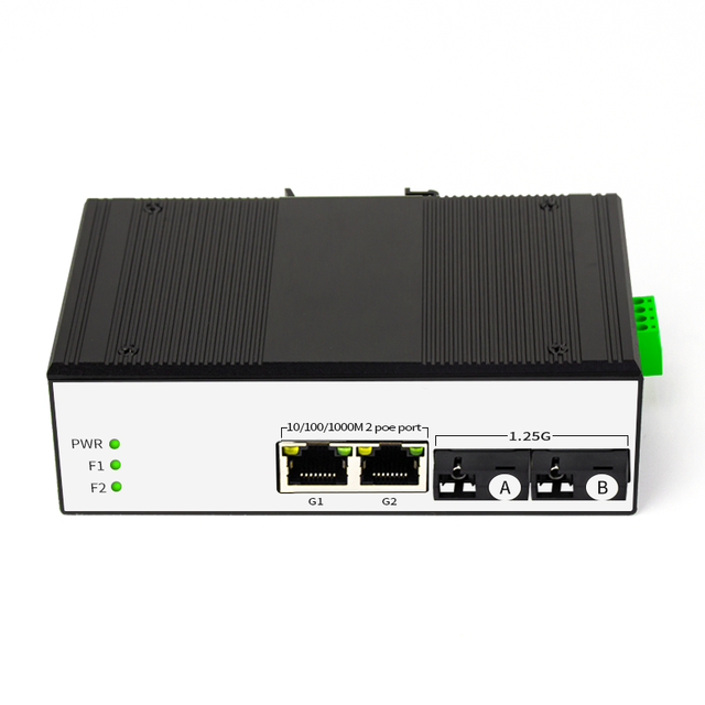 Industrial 2 Port 2*SC 1000Mbps Gigabit Ethernet Switch -30C to +75C IP40 20km Transmission DIN-Rail Mount with SNMP and QoS