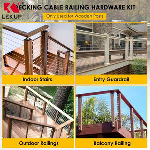 Kit de herrajes para barandilla de cable negra para terraza y escalera, con tornillos de engaste izquierdo y derecho de 1/8 pulgada, de acero inoxidable T316, para postes de madera - Product Image 6