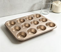 Moule à muffins antiadhésif en acier au carbone 12 cavités, plaque de cuisson premium pour mini-cupcakes, ustensile de cuisson pour four domestique