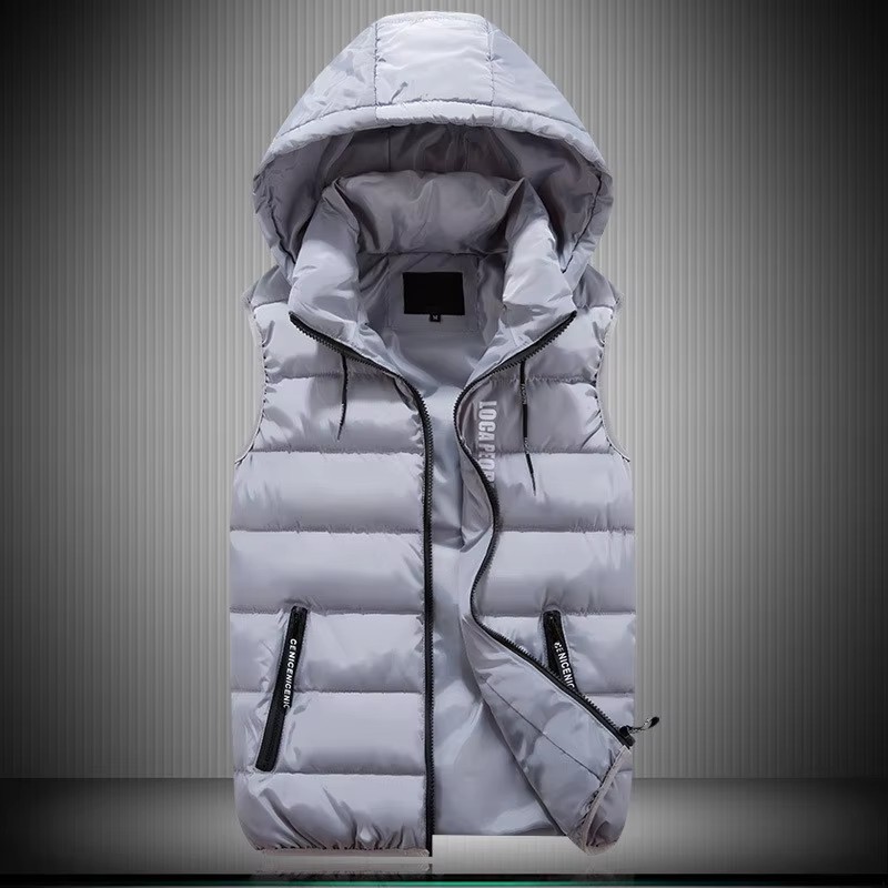 MeiLayM Heren gestoffeerde capuchon body-warmer weerstand vest jas solid winddicht gilets winter mouwloos jas hoodie softshell gilet jas