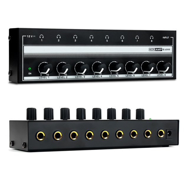 HA800 Eight Channel Monitoring Headphone Amplifier signal Distributor with One Input and Eight Outputs Monitoring Amplifier