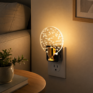 Luce Notturna Rotonda in Acrilico LOHAS 180 °   Luce Notturna a Bolle Girevole con Luce Bianca Calda per Camera da Letto e Soggiorno - Product Image 1