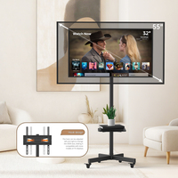 Carrito de TV con Ruedas Khcoohoo ODM OEM, Carrito de TV Móvil Giratorio de Acero con Ruedas para Pantallas de 32-55 Pulgadas, Certificado por RoHS y CE