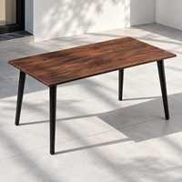 Table compacte en stratifié HPL avec pieds en métal, plateau en HPL imitation bois imperméable