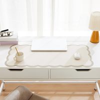 Tapis de bureau personnalisé en cuir PU festonné, grand format 31,5" x 15,7", design esthétique mignon pour la maison/le travail/la décoration