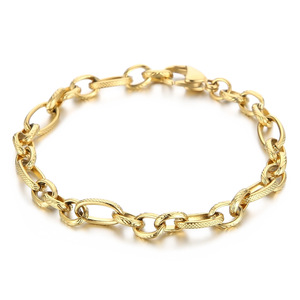 Collier ovale pour hommes en alliage de zinc en acier inoxydable à la mode populaire avec chaîne à maillons texturés en perles d'imitation Moissanite - Product Image 1