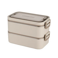 Boîte à lunch isotherme rectangulaire en acier inoxydable 304 de qualité alimentaire, scellée au micro-ondes, double compartiment, style bento japonais avec couvercle, pour étudiants