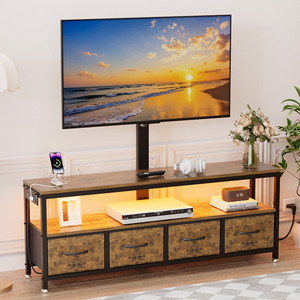 Meuble <span class=keywords><strong>TV</strong></span> avec support pivotant, design anti-basculement, 4 tiroirs, prise de courant <span class=keywords><strong>LED</strong></span> RGB, centre de divertissement pour téléviseurs de 32 à 70 pouces - Product Image 2