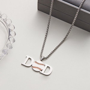 Kalung Stainless Steel DAD SON, Kalung liontin huruf keluarga pria laki-laki tenis sepak bola bola basket Baseball kalung olahraga - Product Image 6