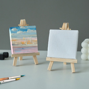 Mini chevalet en toile 10x10 cm, planche de peinture acrylique pour enfants, projet d'art et d'artisanat, toile blanche avec support en bois - Product Image 1