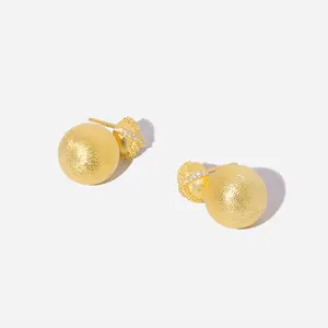 925 Sterling Silver Earrings Circular Drop Earrings Brushed Frosted Zirconia Fine Jewelry Stud Earrings For Women