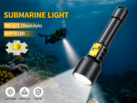 Lampe de plongée submersible en alliage d'aluminium XHP70/XHP160 LED IP68 étanche rechargeable 100M sous l'eau 1000 Lumens USB-C