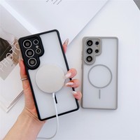 Coque de protection magnétique colorée de luxe transparente rigide de haute qualité anti-chute pour Samsung S26 Ultra S25 S23 S24