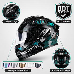 Casco de Motocicleta Integral con Doble Visera, Certificado por el DOT, Fabricante OEM Personalizado, Venta al por Mayor Directa de Fábrica - Product Image 1