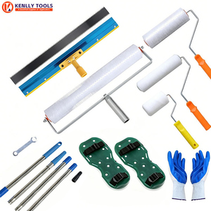 Kit d'outils pour sols époxy autolissants - Rouleau à pointes, raclette, grattoir, truelle et chaussures à pointes pour le béton et la finition des sols - Product Image 1