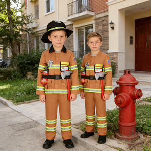 Costume de <span class=keywords><strong>pompier</strong></span> pour enfants, 4 pièces, avec accessoires jouets, <span class=keywords><strong>tenue</strong></span> de jeu de rôle de <span class=keywords><strong>pompier</strong></span>, vêtements de déguisement pour enfants - Product Image 5