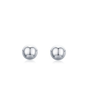 Pendientes de botón clásicos minimalistas de plata de ley S925 pulida con burbujas, versión de cobre personalizable, regalo de San Valentín para mujer - Product Image 1